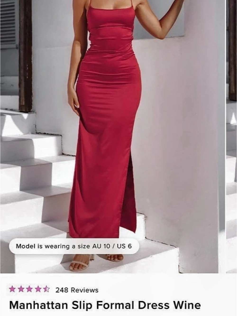 The Edit Manhattan Slip Formal Dress Maxi Dress in Red Size XXS Like New